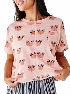 NWOT Made by Molly Pink Piggy Pumpkins Disney Mickey Boxy Cropped Top - XXL